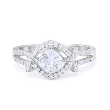 New Design Cushion Cut Wedding Ring Simulated CZ 925 Sterling Silver